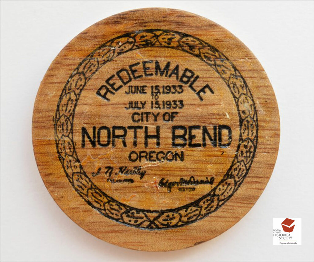 North Bend Oregon myrtlewood wooden nickle